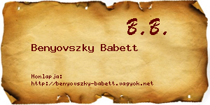Benyovszky Babett névjegykártya